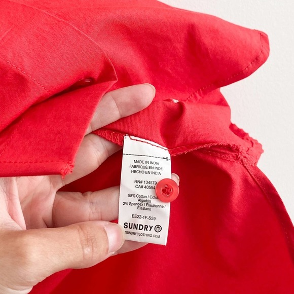 Sundry for Evereve Red Saturday Poplin Cotton Oversized Shirt - Picture 7 of 9